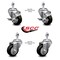 Service Caster 3 Inch Black Polyurethane Wheel Swivel 12mm Threaded Stem Caster Brake, 2PK SCC-TS20S314-PPUB-BLK-TLB-M1215-2-S2 - alternate 2